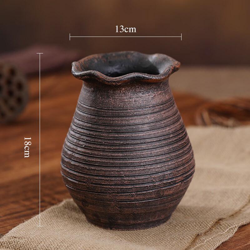 Винтажная красная керамическая напольная ваза-кашпо