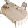 Oval Dining Table Tablecloth Waterproof, Oil-Proof And Anti-Scalding Leave-In Tablecloth Pvc Cartoon Cream Coffee Table Cloth Oval Tablecloth