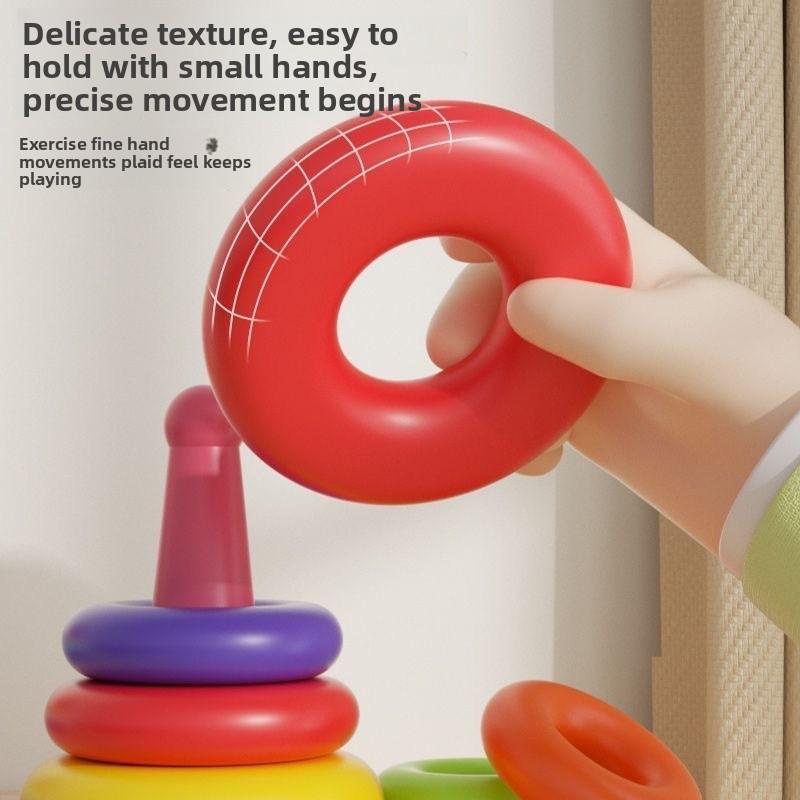 Children's Rainbow Toss Early Learning Educational Toy for 1 to 2 Year Old Babies Stacking Fun Ring