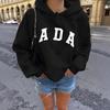 Casual Versatile Letter Loose Hooded ADA Sweatshirt Plus Velvet Warm Women's Clothing