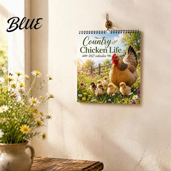 Wall Hanging Date Planner with Calendar 12-Month Country Chicken Tracker 2027 Farm Life Spiral Yearly