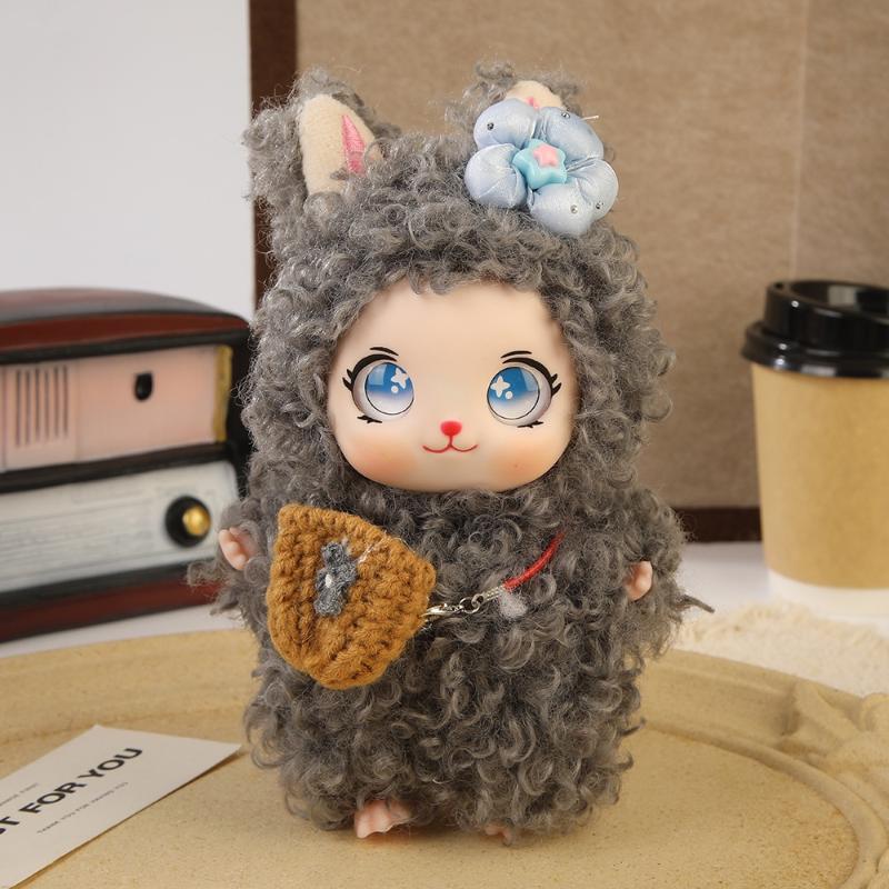 Cute Cat Plush Doll Keychain Kawaii Vinyl Face Bag Charm Soft Stuffed Backpack Pendant Collectible Gift For Girls Women