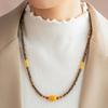 Women's Natural Agarwood & Amber Clavicle Necklace - Versatile Choker Sweater Chain