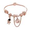 Handmade Beaded Bracelet With Heart Charm Astronaut Star Pendant Wristband Alloy Jewelry Gift