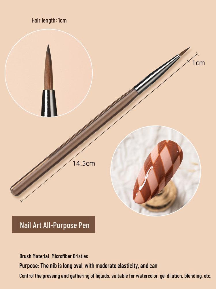 Japanese Coffee Color Acrylic Nail Art Brush Set: Light Therapy, French, and Sweeping Pens