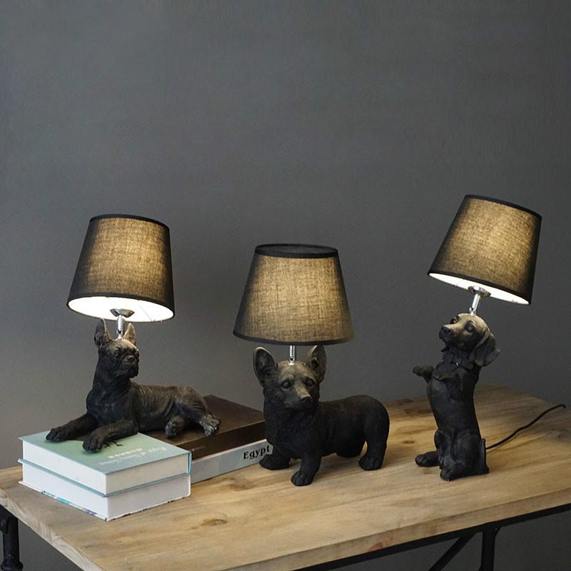 Creative Animals LED Table Light Bedroom Bedside Lamp Living Room Resin Dogs Table Lamps Abajur Para Home Deco Lighting Fixtures