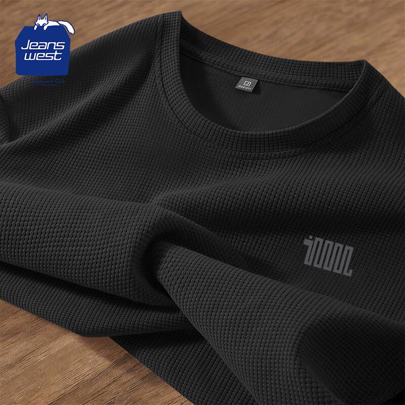 JEANSWEST CLUB Men s Waffle Knit Round Neck Long Sleeve T-Shirt XL
