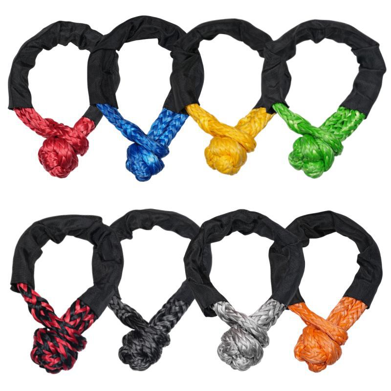 Soft Shackle Synthetic Rope Heavy Duty Offroad Tow Shackle Strap with Protective Sleeve for Jeep Truck SUV