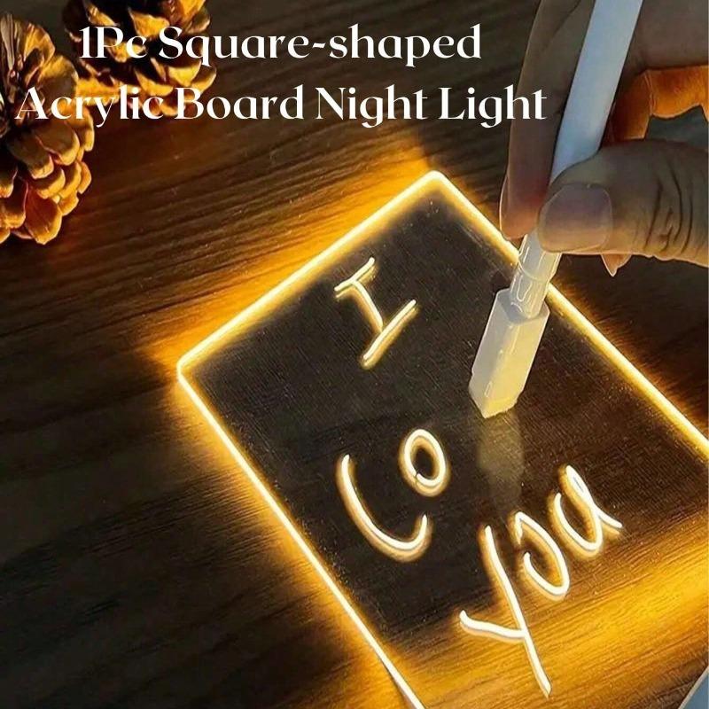 3D Acrylic Writing Board Night Light - Erasable LED Message Board with USB Power, Glowing Note Pad for Home Bedroom Office