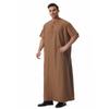 Men's Short Sleeve Muslim Robe Ethnic Style Traditional National Costume Loose Casual Long Gown Daily Wear Arabian Robe