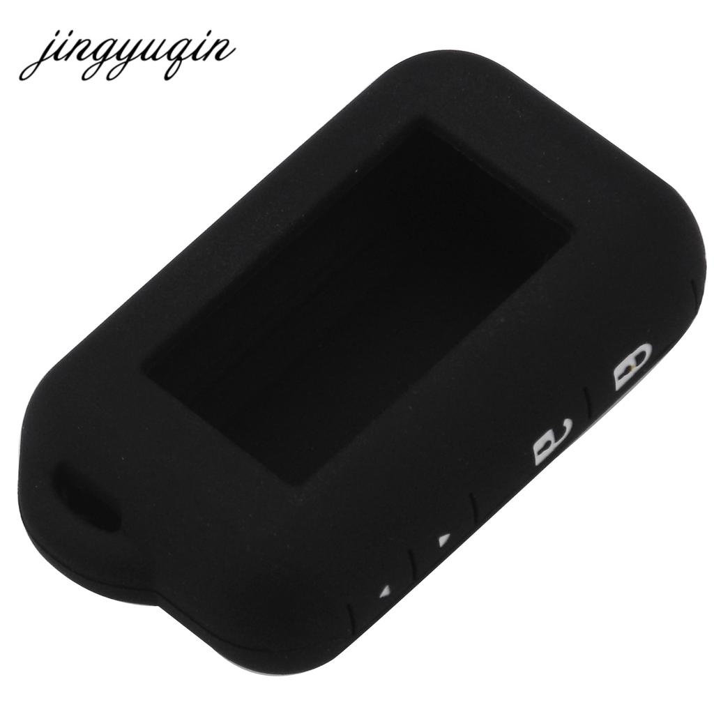 Jingyuqin Funda de silicona suave para Star line E60 E90 E61 Control remoto de coche bidireccional Alarma bidireccional Llavero LCD Auto fob Protector de cubierta de soporte de goma