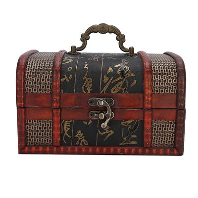 Vintage Schowek na biżuterię Drewniana dekoracja Odporna na kurz Pudełko ekspozycyjne Organizer Case(Chiński styl S)