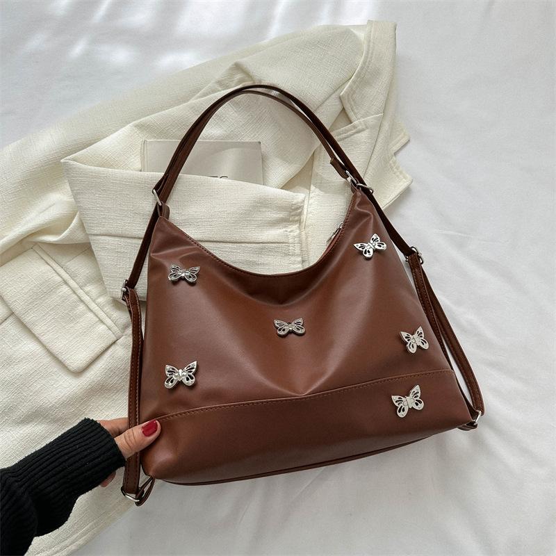 

Vintage tote bag women s 2025 new trendy fashion underarm bag niche texture bow rhinestone shoulder bag tide