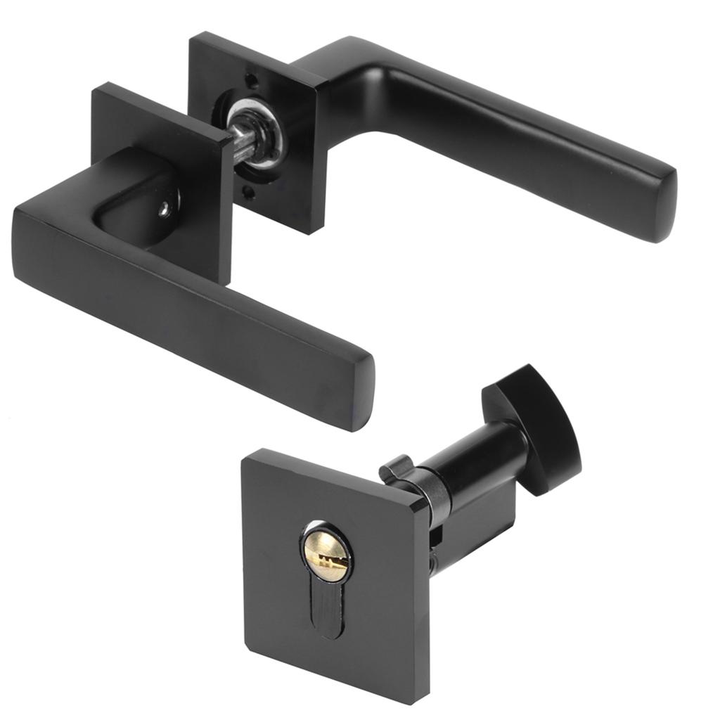 Adjustable Simple Black Lock Cylinder Handle Set KeyedLocking Door Knob Accessory