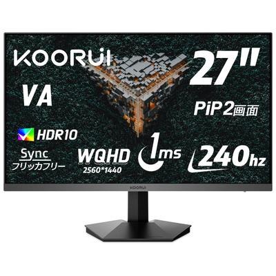 KOORUI Gaming-Monitor 240Hz PC-Monitor 27 Zoll WQHD 1ms Display Spielmonitor PIP Adaptive Sync Kompatibel HDMIX2 DP VESA Augenpflege GN05 G-SYN