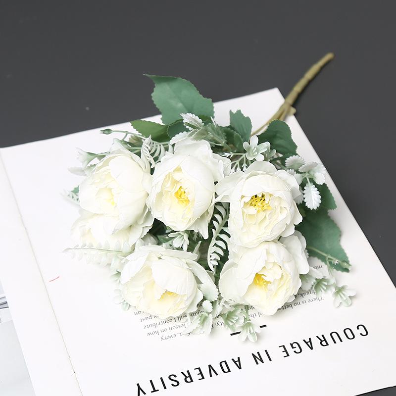 Elegant 6-Head Peony Silk Artificial Flowers for Home Decor and Photography