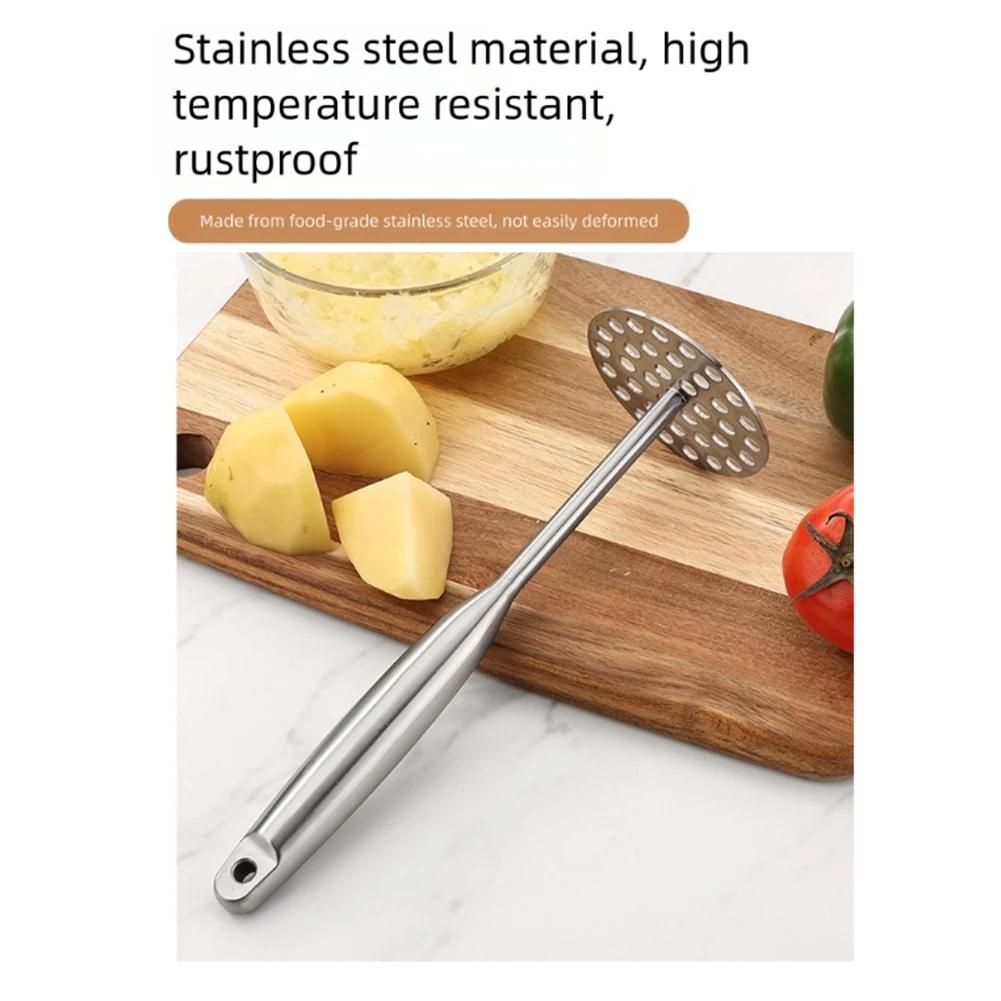 Ergonomic Stainless Steel Potato Masher with Perforated Base for Soft Food Mashing Potatoes Avocados and Beans