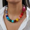Summer Dopamine Colorful Acrylic Chunky Bead Necklace for Women Oversized Resin Round Beaded Choker Party Beach Statement Party