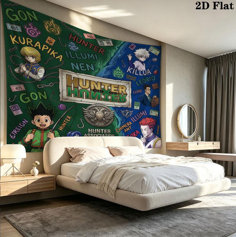 Hunter X Hunter Wall Tapestry Aesthetic Wall Hanging Printed Fabric Blanket Decorative Tapestries For Bedroom Living Room Home Decor
