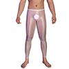 Pánské sexy dlouhé kalhoty průhledné olejově lesklé ultratenké strečové legíny lesklé ledové Silky Comfort úzké kalhoty