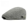 Unisex Big Head Friendly Linen Look Flat Cap Spring Summer Breathable Ivy Cap Adjustable Retro British Beret Cabbie Hat