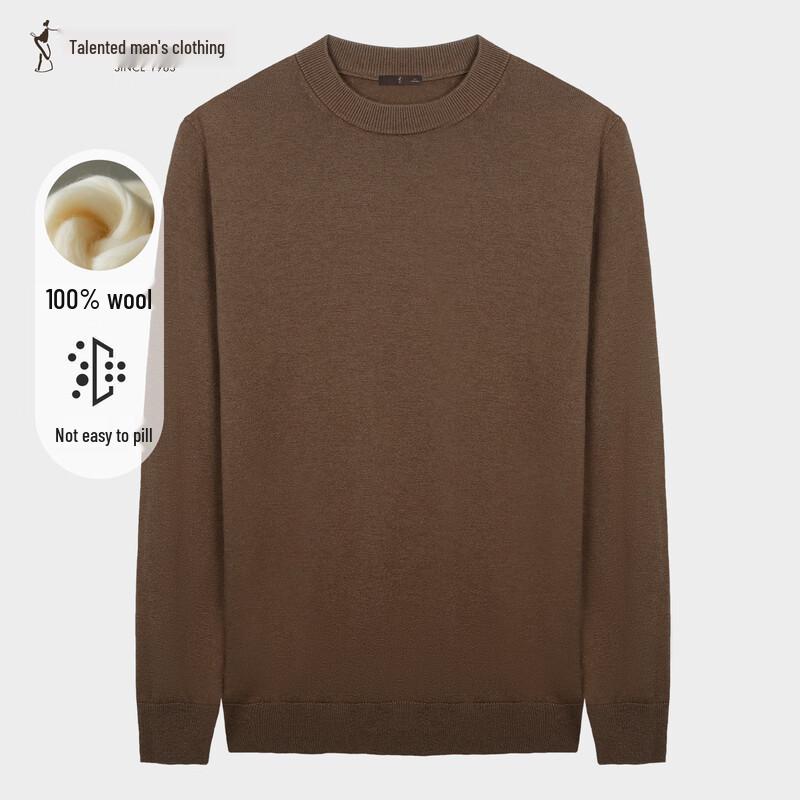 Caizi Men's Pure Wool Slim Fit Pullover Sweater