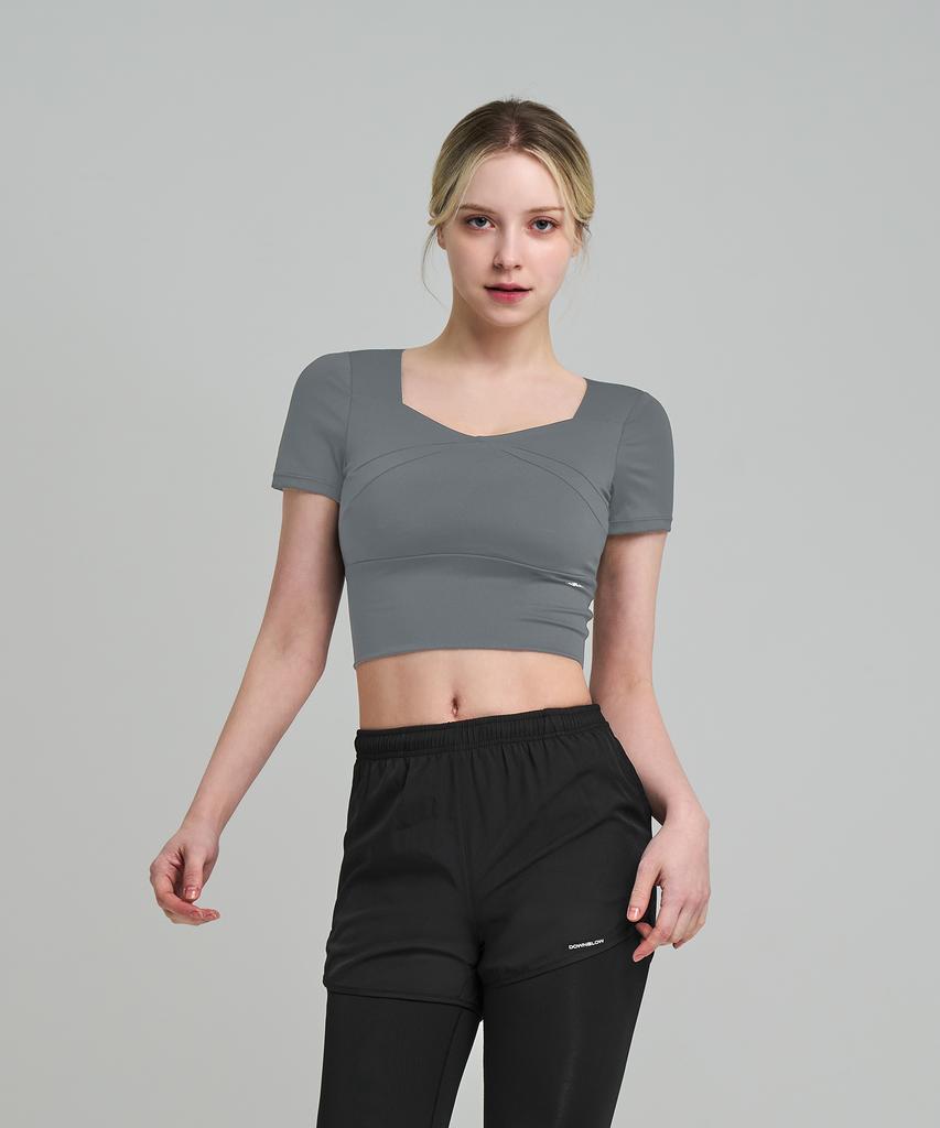 Down Blow Women'S Sports Soft Tension Crop Short Sleeve (Removable Pads) Dbc 1903W
