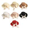 Straw Hat Lightweight Breathable Flat Top Wide Brim Sun Protection Hat Metal Buckle Ribbon Decorated Hat Summer Beach Hat