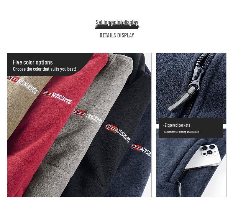 Men's Norwegian Sherpa Fleece Jacket, Double-Sided, Business Casual, Outdoor, Warm Velvet, Autumn/Winter Style, Plus Size.