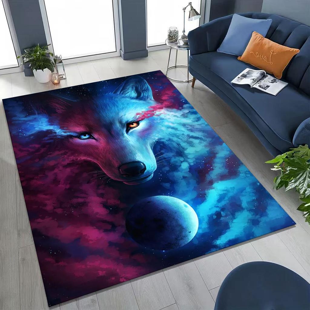 Norse Mythology Fenrir Wolf Beast Cartoon Rug for Bedroom Living Room Sofa Home Doormat Decor, Large Kid Play Non-slip Floor Mat