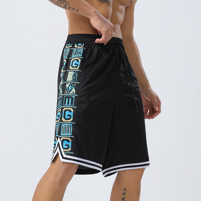 

Мужские спортивные штаны для бега трусцой, бодибилдинга, легкой атлетики, пляжные шорты, дышащие брюки длиной пять четвертей, спортивные штаны XXL чёрный