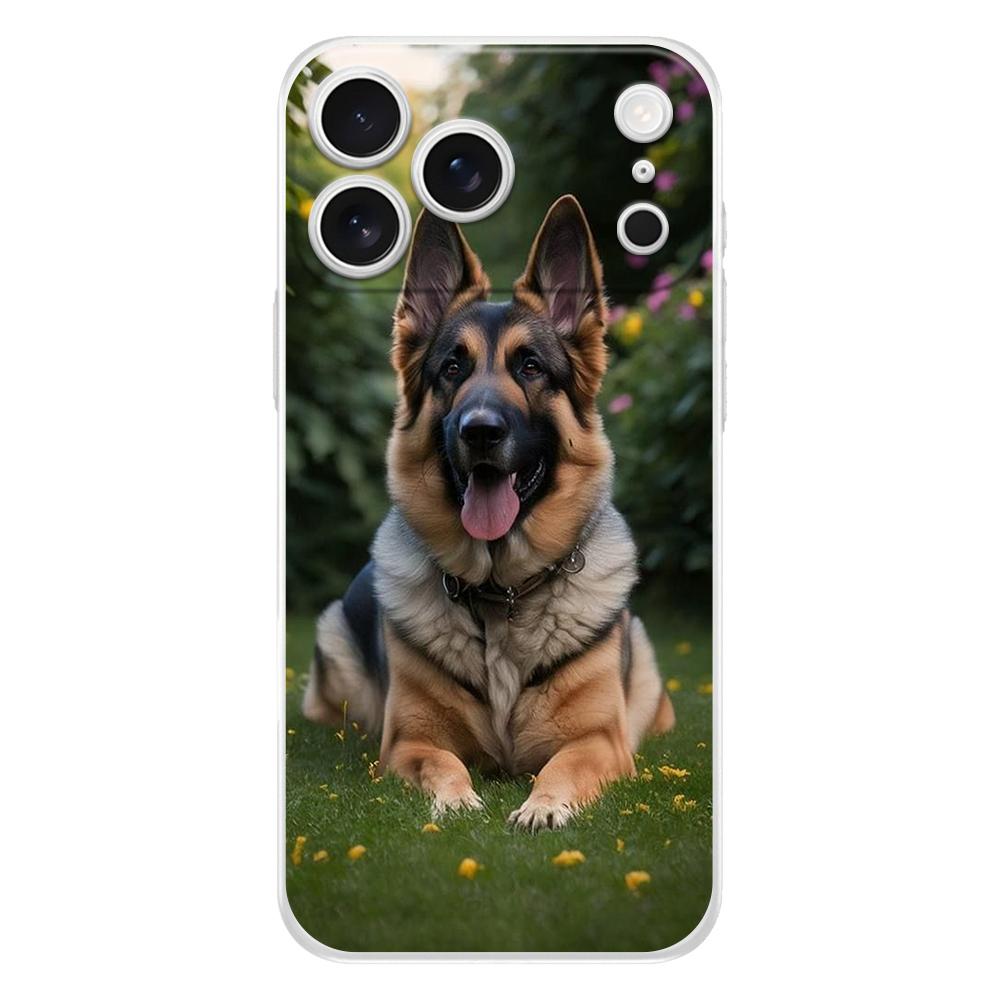 Soft Phone Case For iPhone 17 Air 16E 16 11 15 14 Pro MAX 12 13 7 8 Plus SE Easter Cover Protection German Shepherd Dog Cartoon