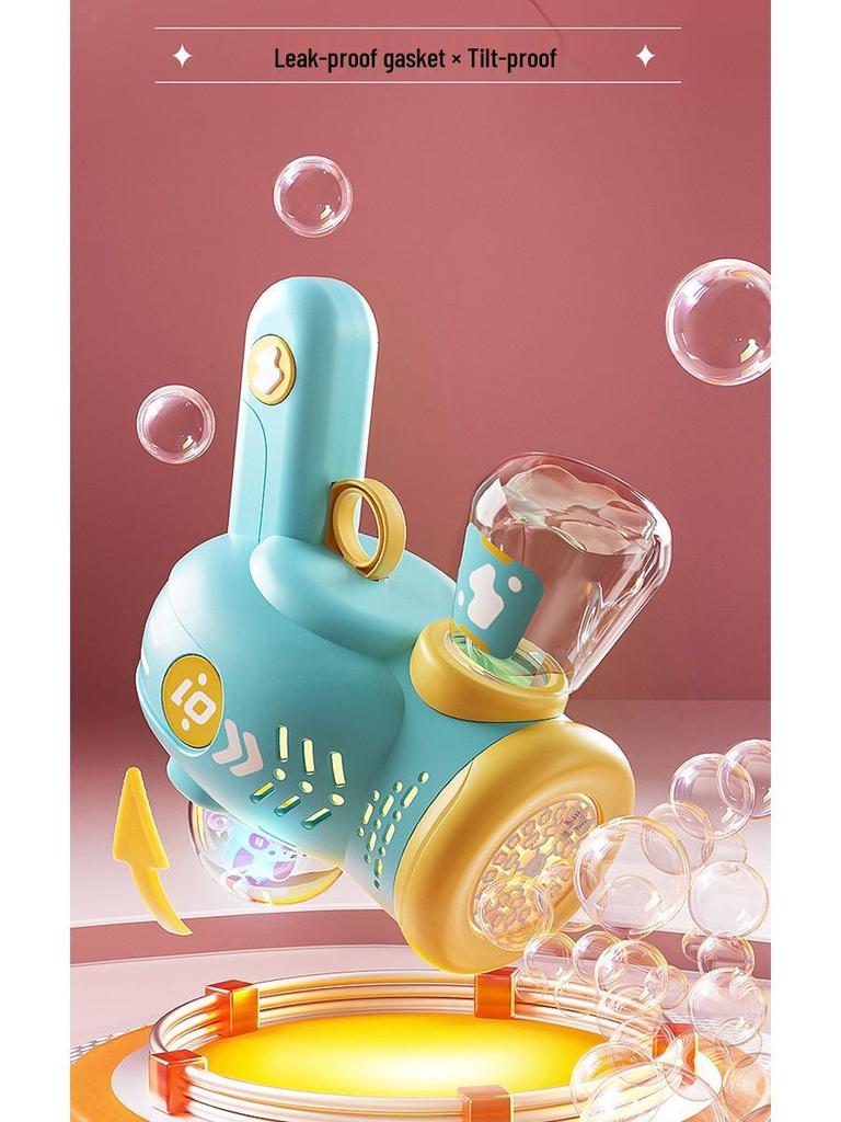 Electric 10-Hole Bubble Blower with Lights – Automatic Space Bubble Gun Toy for Girls