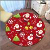 Merry Christmas Snowflake and Christmas Santa Claus Soft Shaggy Round Area Rug Living Room Bedroom Non-slip Floor Mat
