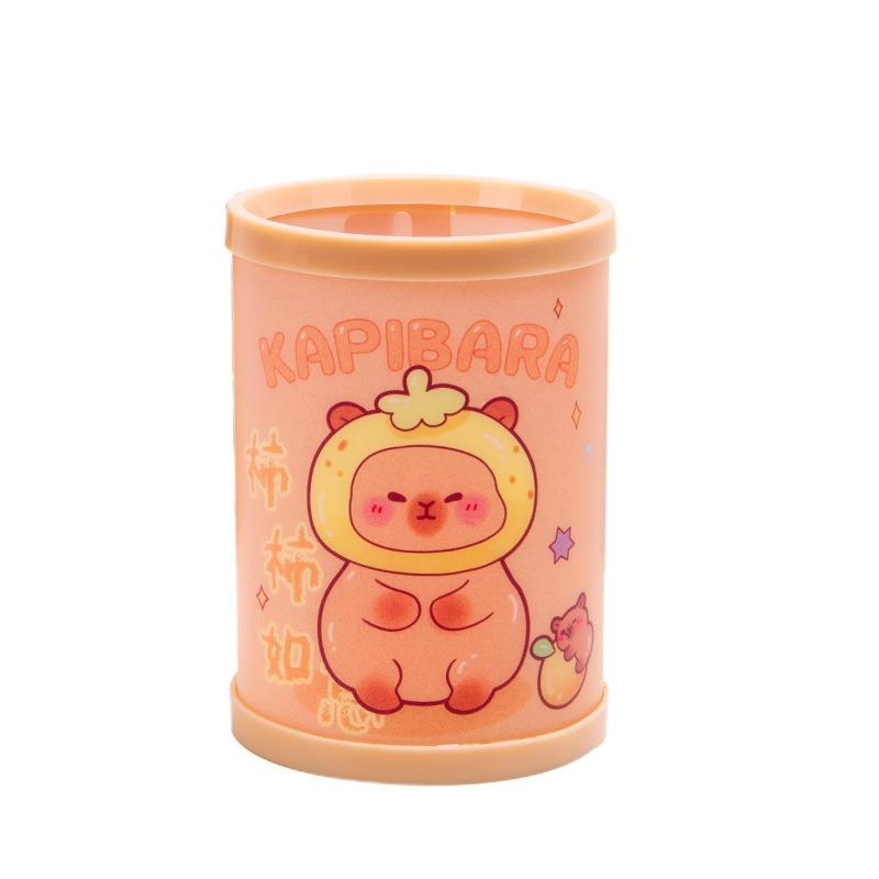 Creative Cartoon Round Foldable Diy Pen Holder Desktop Storage Box Kids Stationery Gift