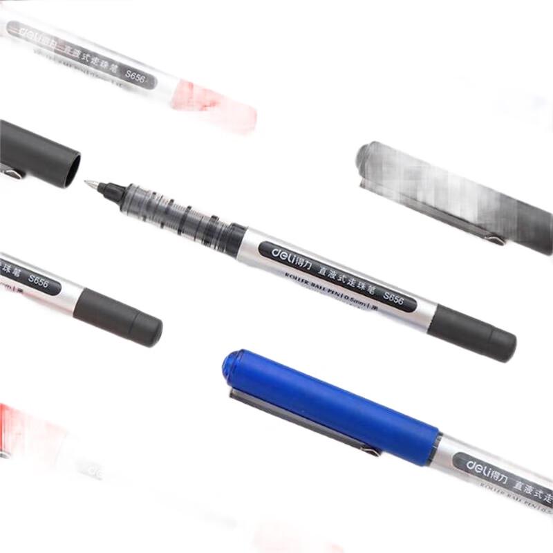Deli S656 0.5mm Black Direct Liquid Rollerball Pens (60-Pack)