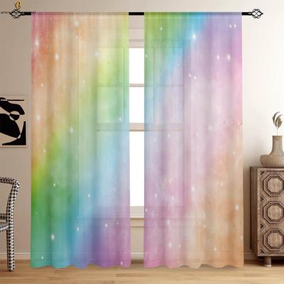 Regenbogen Glänzende Farbe Bedruckte Vorhänge 100% Polyesterfaser Stangentaschenvorhänge Schlafzimmer Wohnzimmer Balkon Dekorative Vorhänge