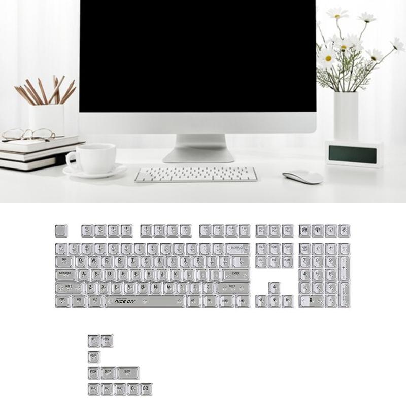 132Key Crystal Backlit Keycaps MDA Profile Translucents Keycap for Mechanical Keyboards