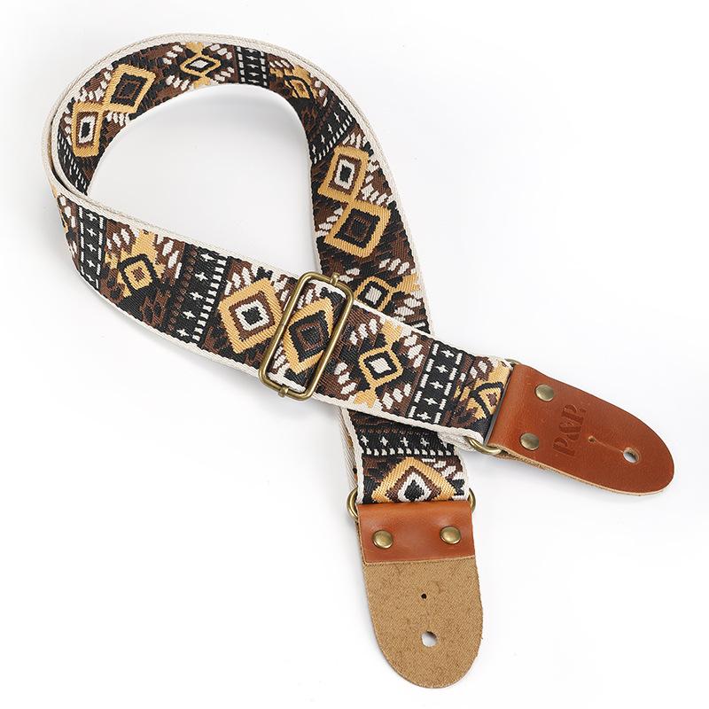 Guitar Strap, New Genuine Leather, PP Top Layer Cowhide, Thickened Leather Head Woven Ethnic Electric Guitar Bass, Stress Relieving