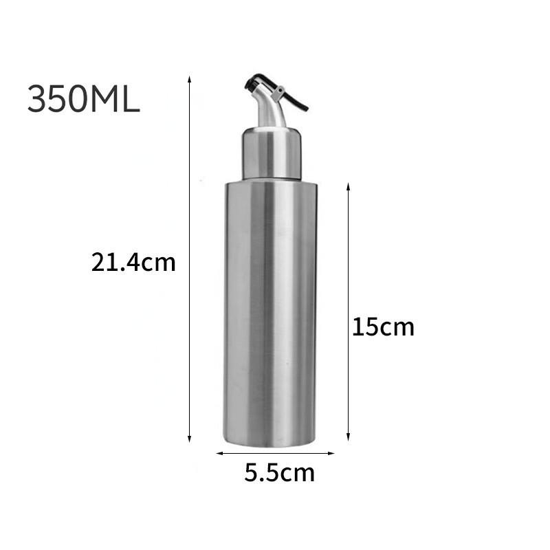 Cylindrical Stainless Steel Seasoning Bottles: Transparent Oil, Soy Sauce, and Vinegar Containers for the Kitchen.