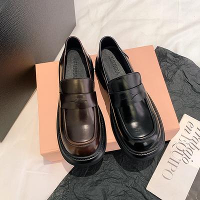 Platform Women's Spring New Brown Single Shoes Retro British Style Small Leather Shoes