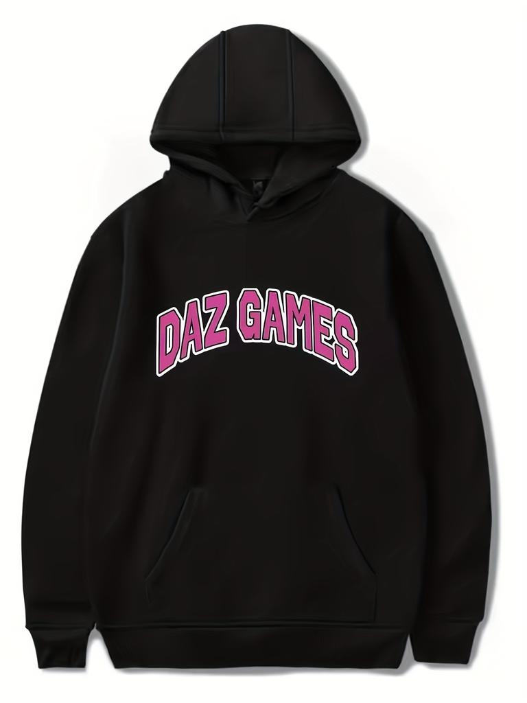 Daz Games Casual Polyester Pullover with Drawstring Hot Stamping and Relaxed Fit for Men and Women Sweater Hoodie