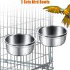 Bird Feeding Dish Screw On Cupshanging Stainless Steel Parrot Cage Feeder