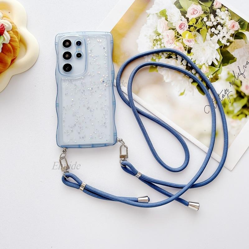 

Adjustable Strap Case For Samsung Galaxy A55 A15 A25 A35 A54 A34 A14 A24 A53 S24 Ultra Star Glitter Crossbody Lanyard Neck Cover S24&Case & Strap