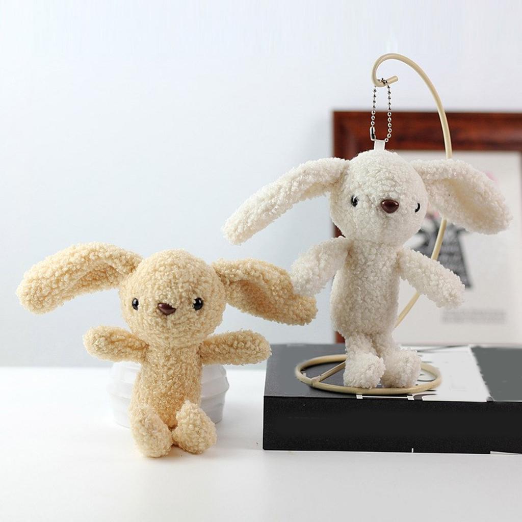 Plush Big Ear Rabbit Keychain Lovely Decorations Keyring Ornament Backpack Handbag Charm Pendant Gift for Girls Women