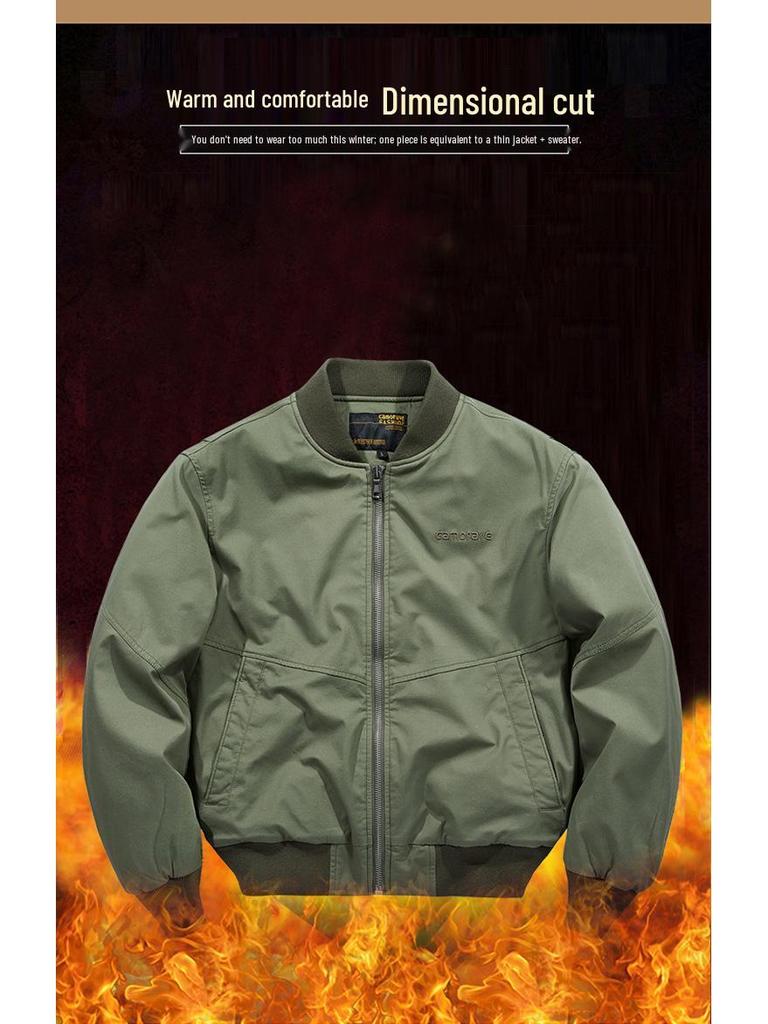 Herren Plus Size Lockere Baumwoll-Baseballjacke - Herbst/Winter Pilot Style Oberbekleidung.