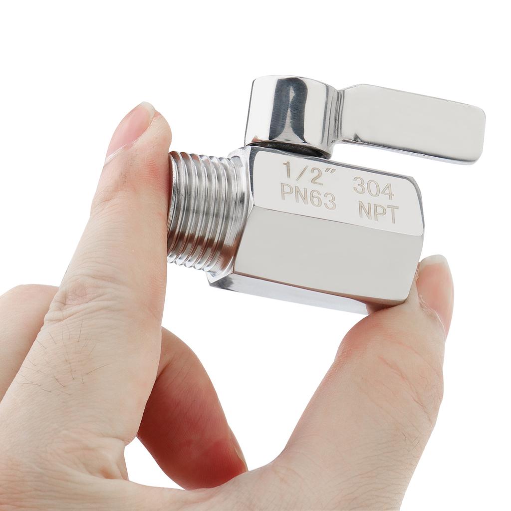 1/2 Inch Female X Male NPT Thread 304 Stainless Steel Mini Ball Valve Shut-off Valve Shower Head Flow Control Valve for Pipe / Bathroom