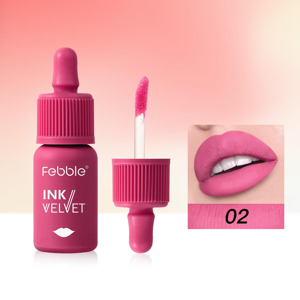 Febble 12 Color Ink Lip Gloss Matte Nude Velvet Liquid Lipstick Multifunctional Long-lasting Lip Cosmetics for Women & Girls