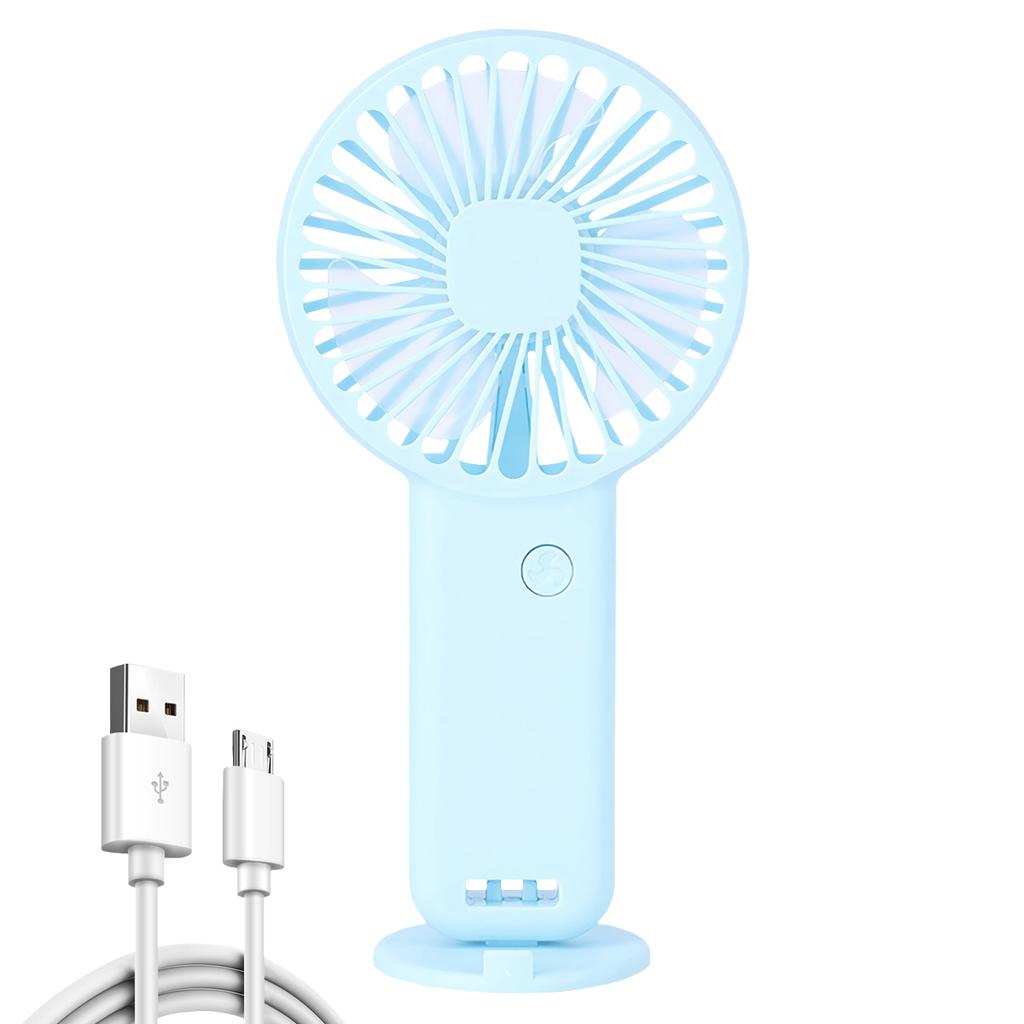 Tragbarer Mini-Ventilator 600mAh USB-wiederaufladbar 3 Modi Mit Handyhalter für Reisen Make-up Wimpern Spaß Kinder Mädchen Frauen