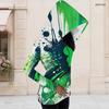 Women Plus Size Asymmetric Cutout Neck Cold Shoulder Long Sleeve Fitted Top Dark Green Golden Clover Printed
